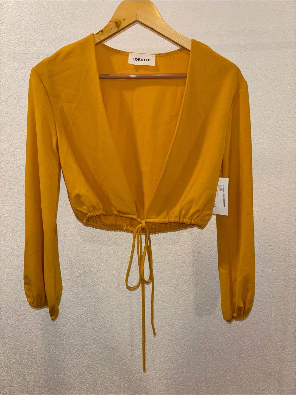Lorette Mustard Drawstring Cropped Top